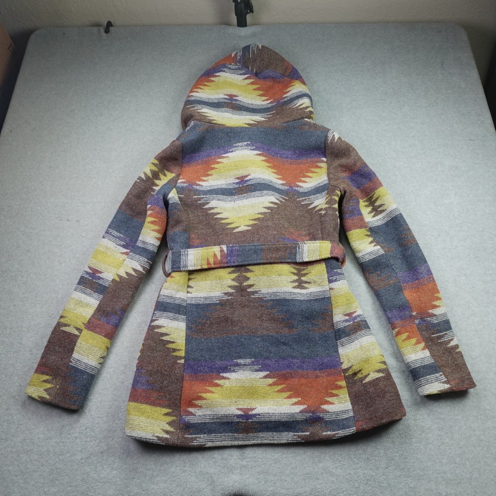 Mossimo Supply Co Jacket Womens S Multicolor Aztec Hooded Coat Boho Wrap - Picture 2 of 10